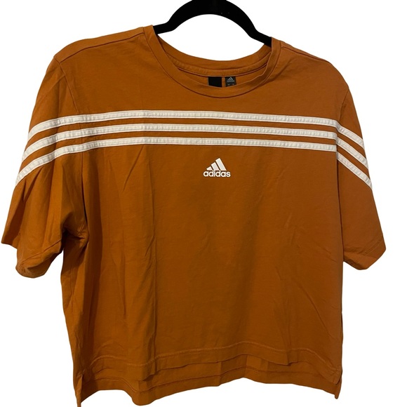 adidas Tops - Adidas Orange Short Sleeve Waist Crop Tee
